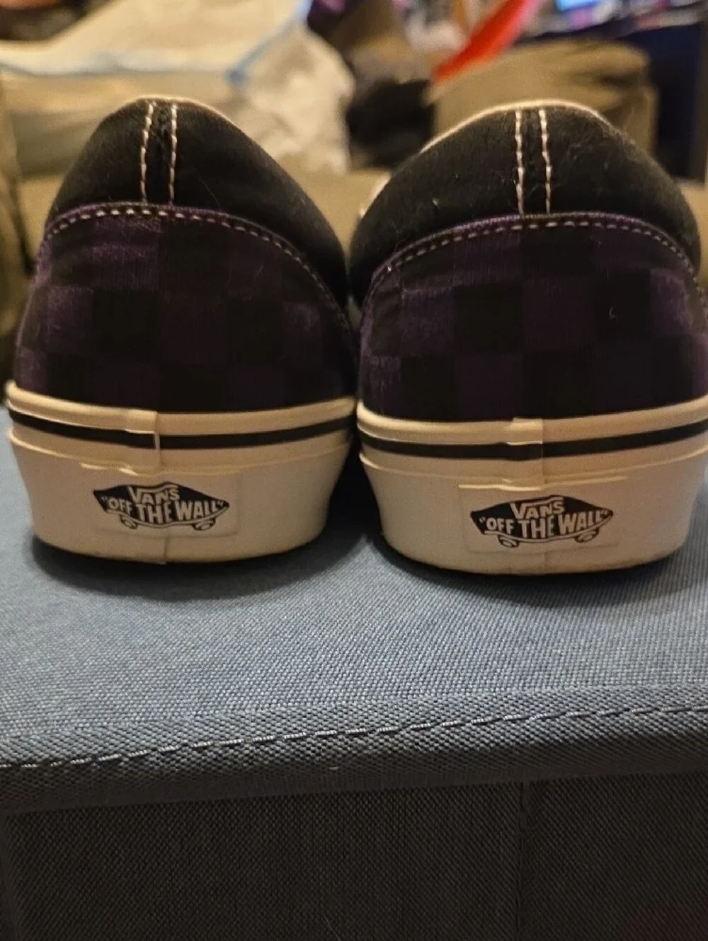Vans Slip-On Loafers in Purple and Black Checkerboard